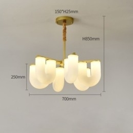Lustre em formato de U estilo creme francês luz pendente