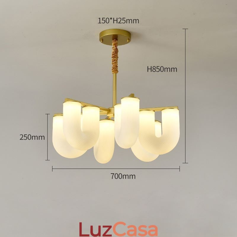 Lustre em formato de U estilo creme francês luz pendente