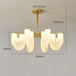 Lustre em formato de U estilo creme francês luz pendente