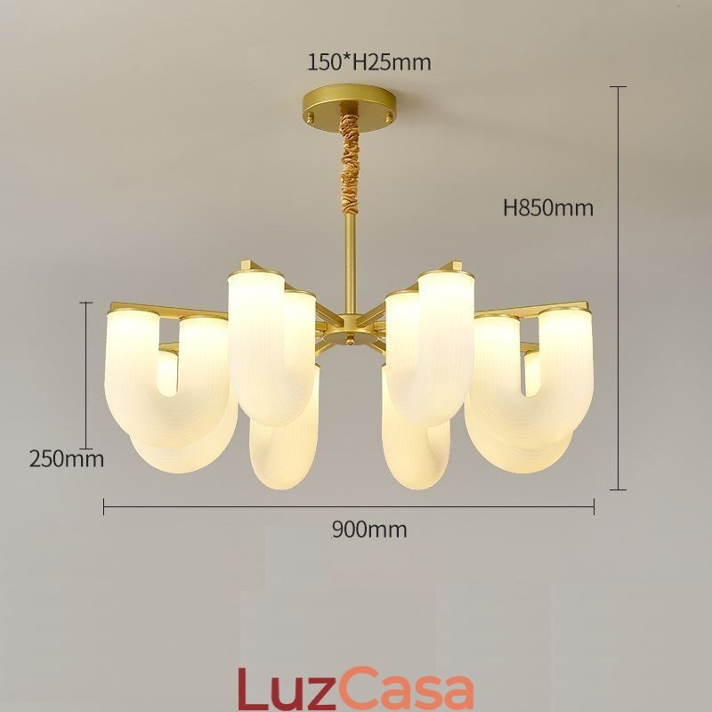 Lustre em formato de U estilo creme francês luz pendente