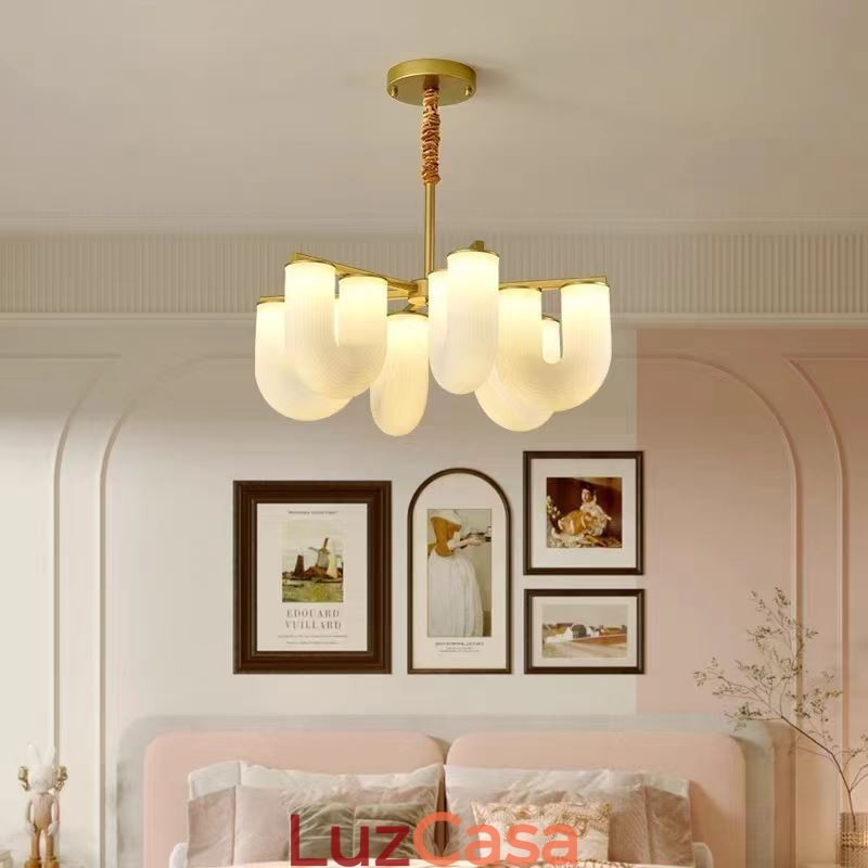 Lustre em formato de U estilo creme francês luz pendente