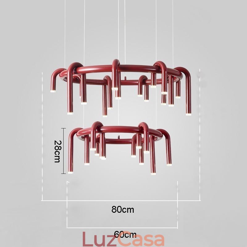 Luminária de teto moderna nórdica duplex edifício circular em forma de U pendente