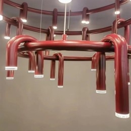 Luminária de teto moderna nórdica duplex edifício circular em forma de U pendente