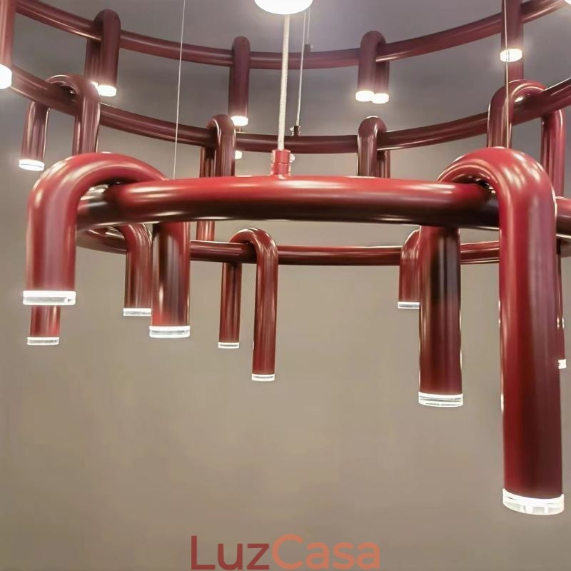 Luminária de teto moderna nórdica duplex edifício circular em forma de U pendente