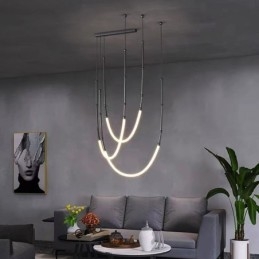 Luminária Pendente Creative Line Bambu Luminária de Teto Preto Dourado