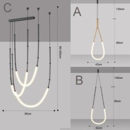 Luminária Pendente Creative Line Bambu Luminária de Teto Preto Dourado