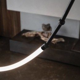 Luminária Pendente Creative Line Bambu Luminária de Teto Preto Dourado