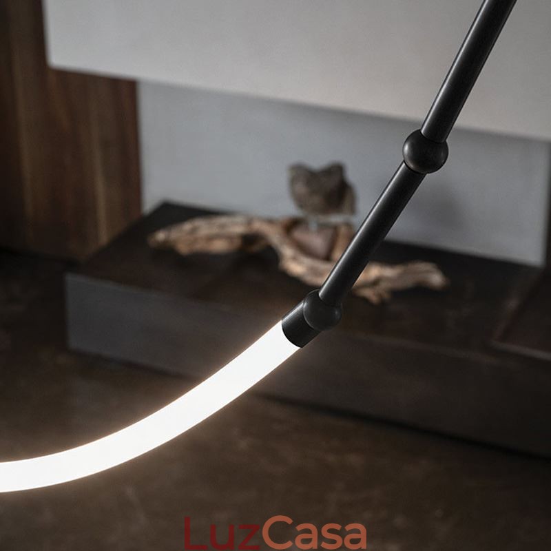 Luminária Pendente Creative Line Bambu Luminária de Teto Preto Dourado