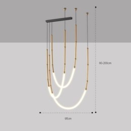 Luminária Pendente Creative Line Bambu Luminária de Teto Preto Dourado