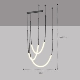 Luminária Pendente Creative Line Bambu Luminária de Teto Preto Dourado