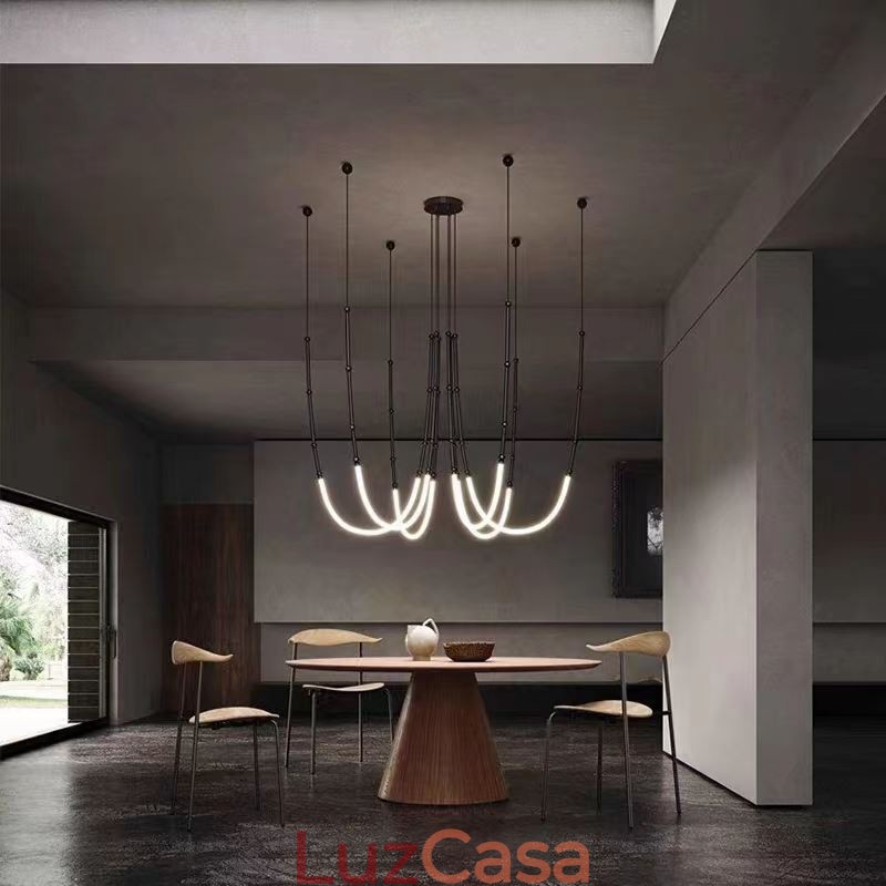 Luminária de Teto Creative Line Bamboo Pendente Preto Dourado