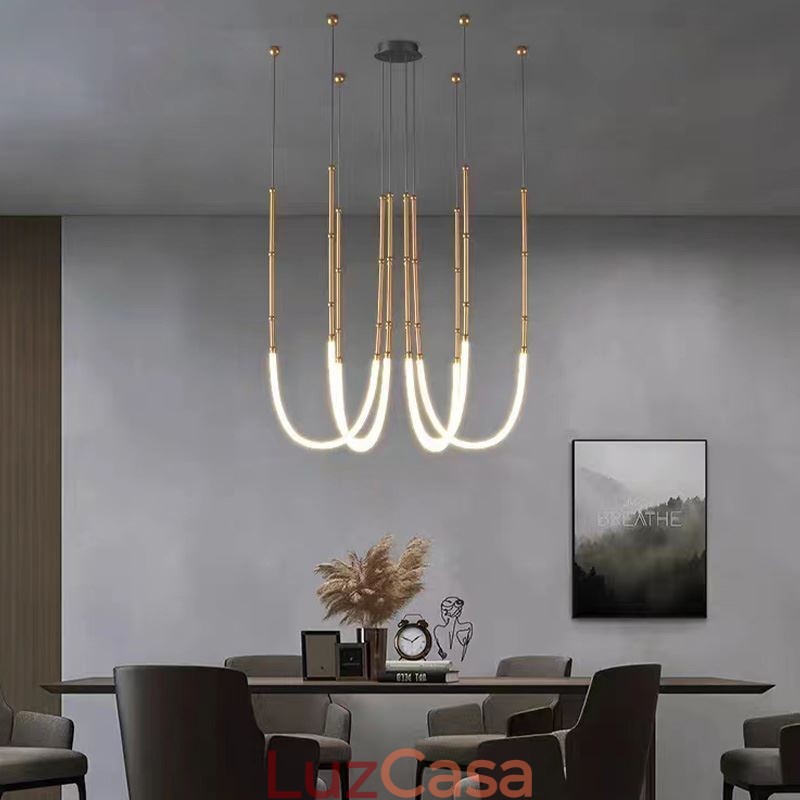 Luminária de Teto Creative Line Bamboo Pendente Preto Dourado