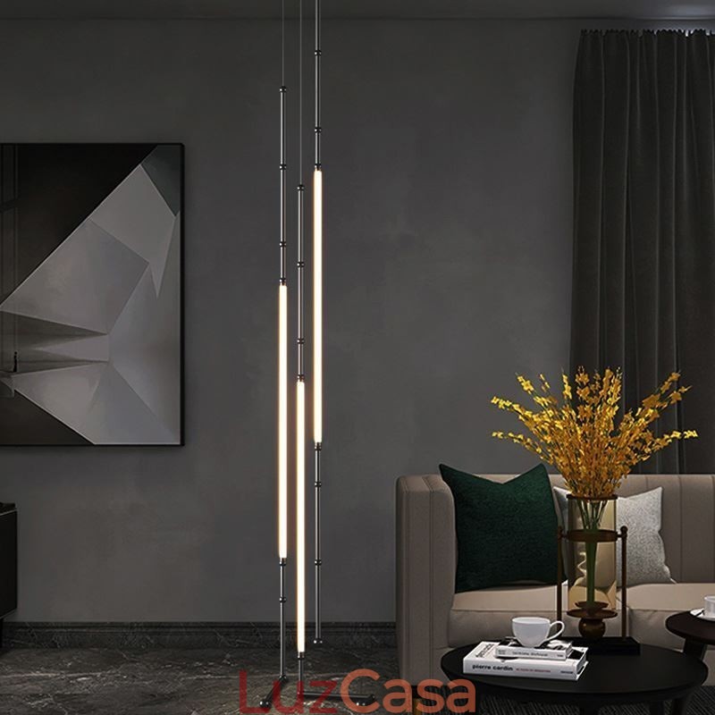 Luminária de Teto Creative Line Bamboo Pendente Preto Dourado