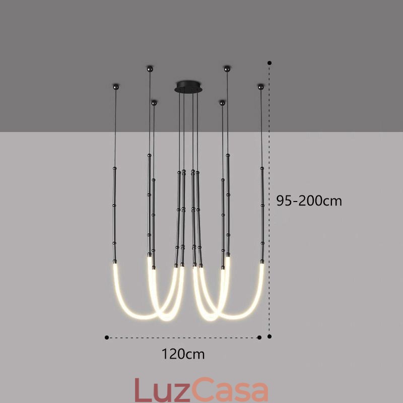 Luminária de Teto Creative Line Bamboo Pendente Preto Dourado
