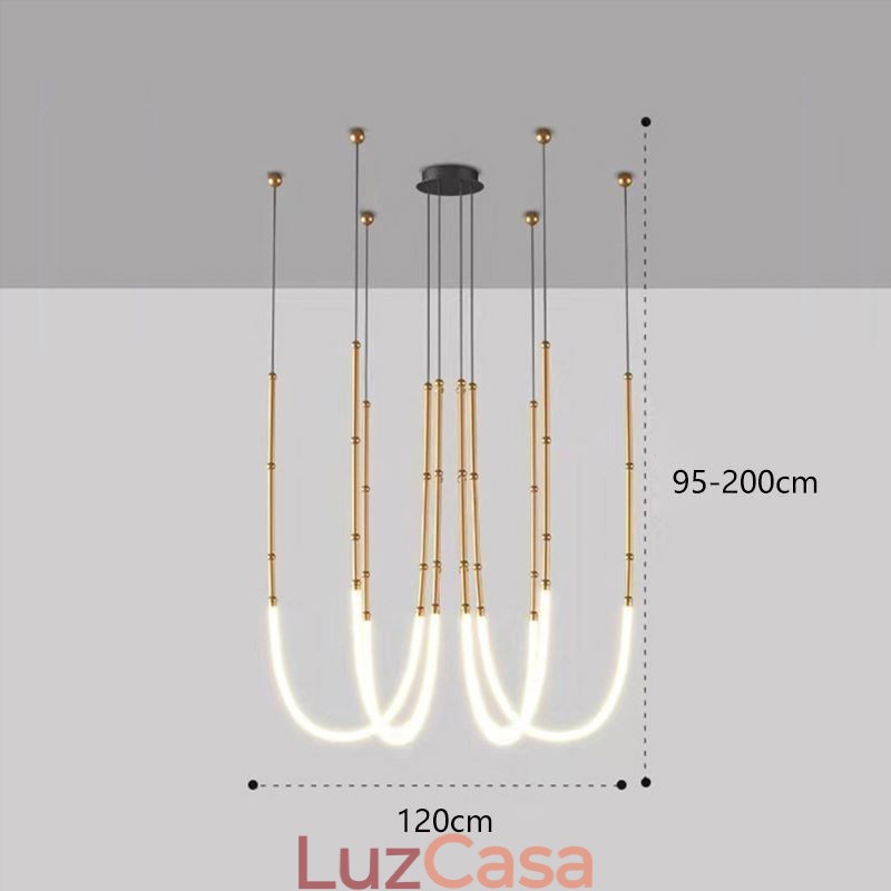 Luminária de Teto Creative Line Bamboo Pendente Preto Dourado