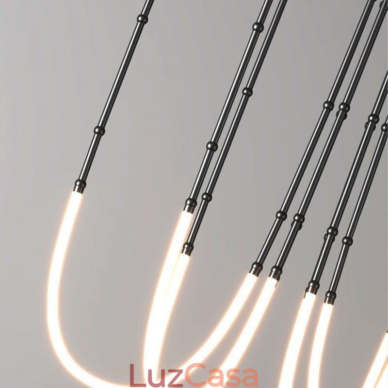 Luminária de Teto Creative Line Bamboo Pendente Preto Dourado
