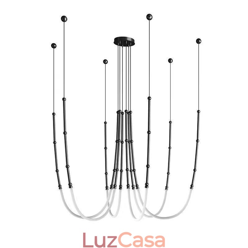 Luminária de Teto Creative Line Bamboo Pendente Preto Dourado