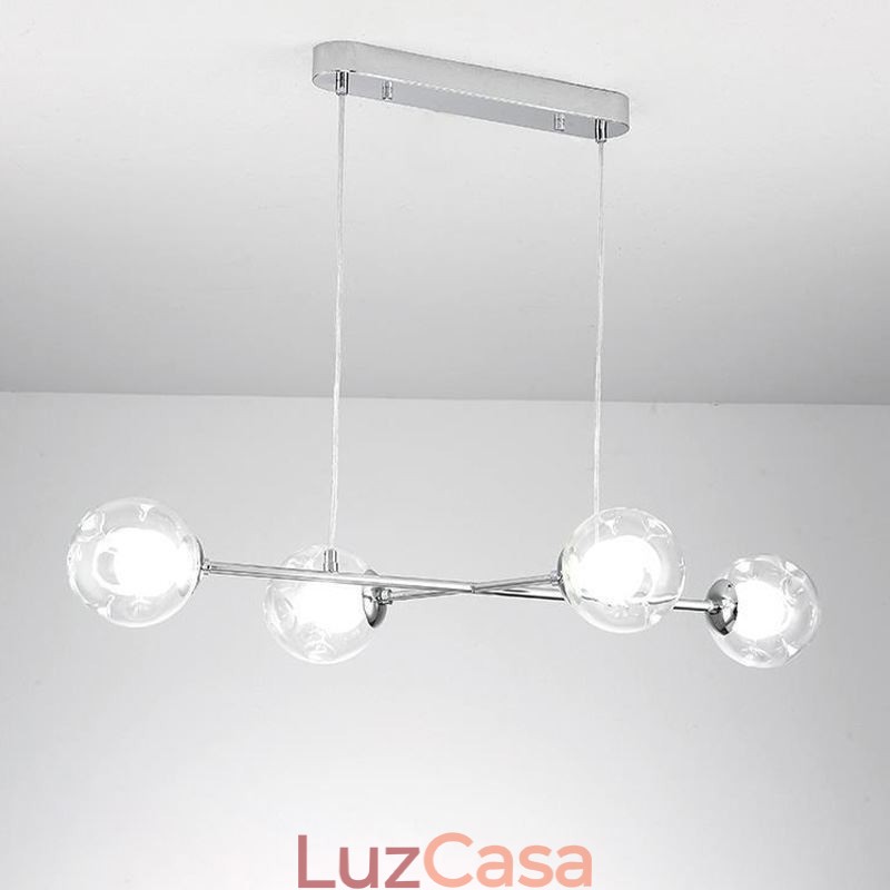 Luminária pendente de vidro, luminária pendente europeia de feijão mágico, 4 luzes