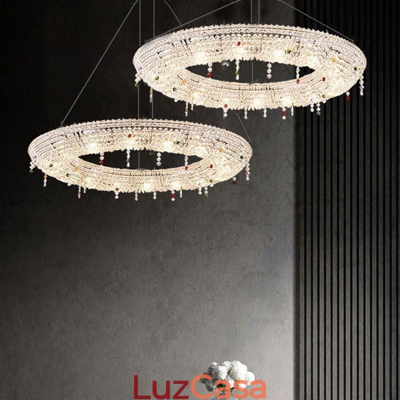 Luminária pendente de cristal moderna Luminária de teto de luxo