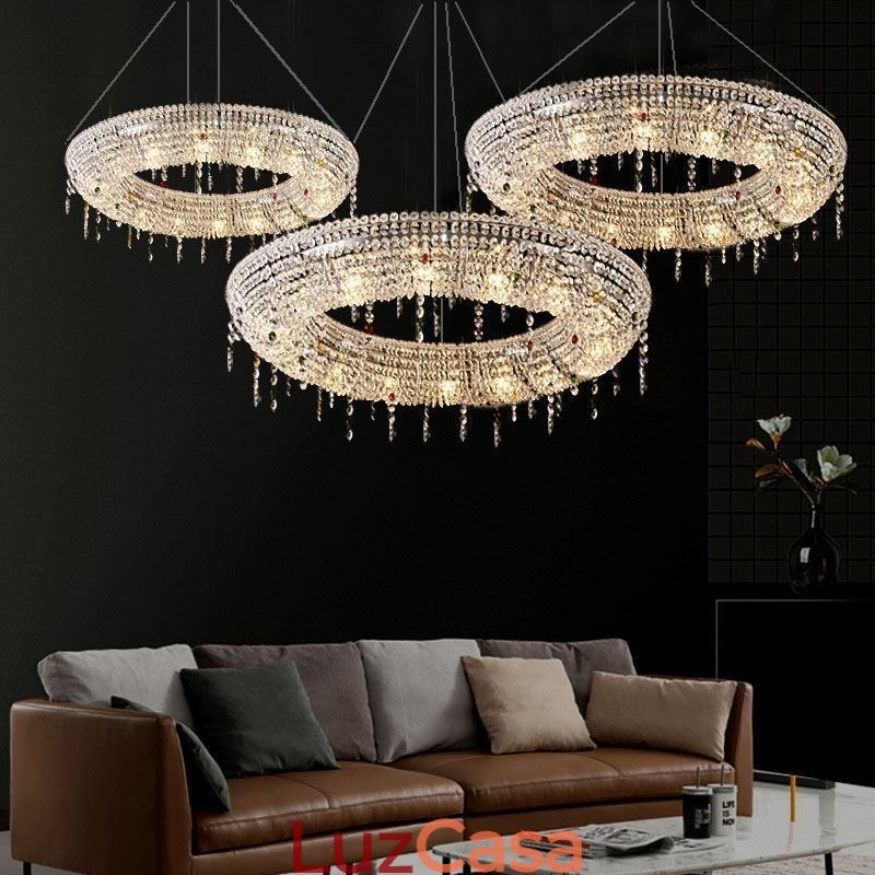 Luminária pendente de cristal moderna Luminária de teto de luxo