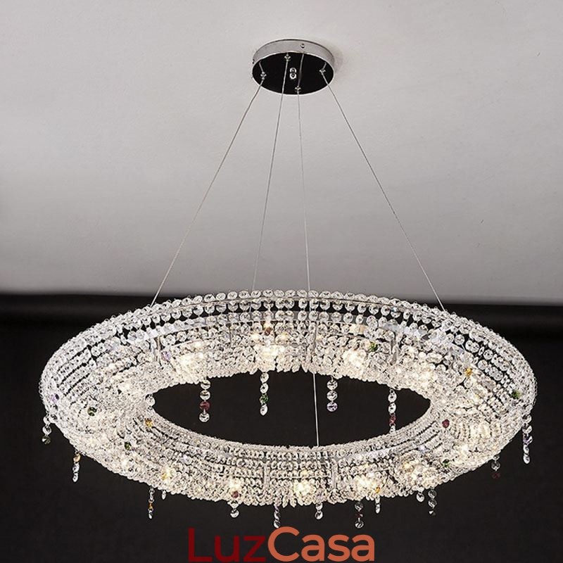 Luminária pendente de cristal moderna Luminária de teto de luxo