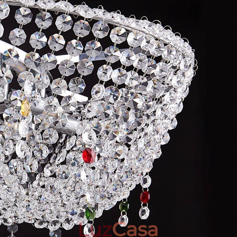 Luminária pendente de cristal moderna e luxuosa, luminária de teto oval