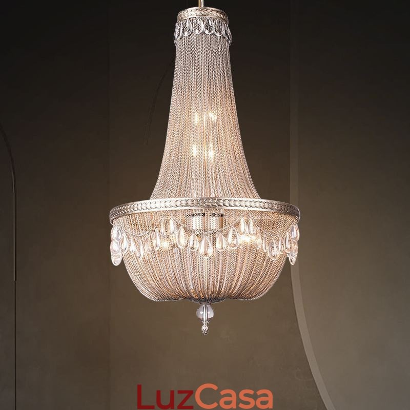 Pendente de borla retrô americano duplex alumínio corrente luz de teto