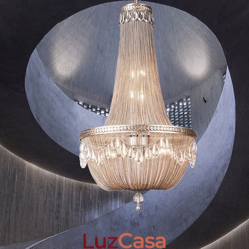Pendente de borla retrô americano duplex alumínio corrente luz de teto