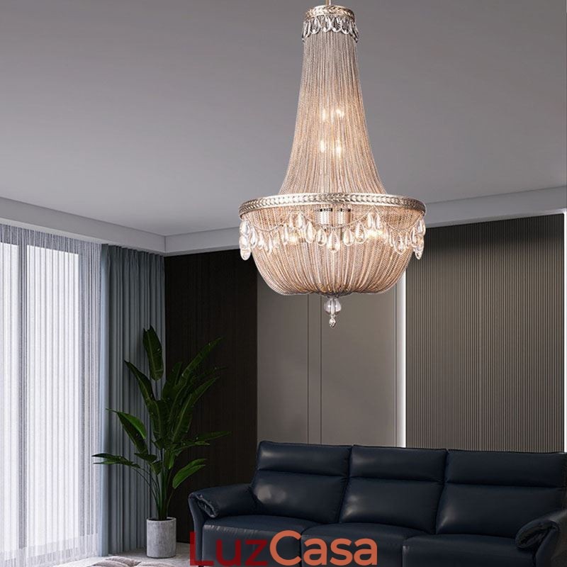 Pendente de borla retrô americano duplex alumínio corrente luz de teto