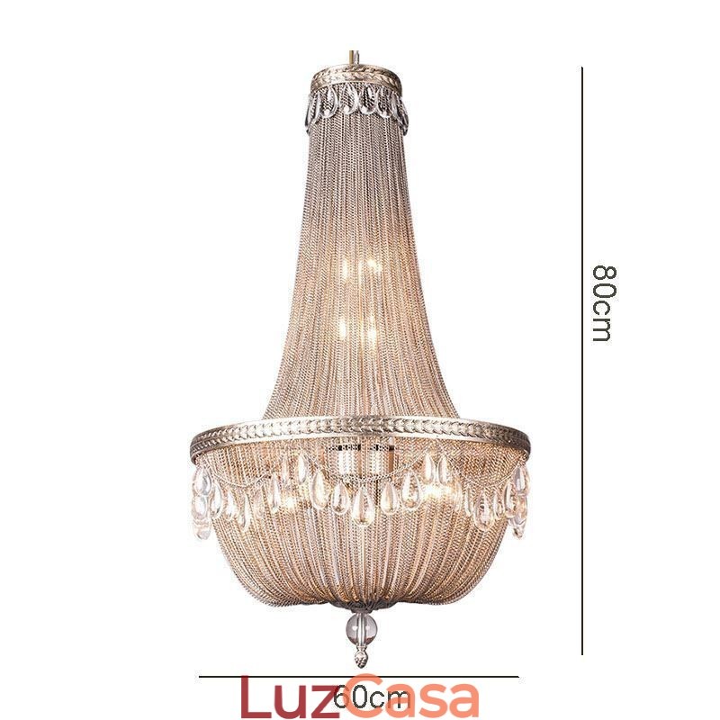 Pendente de borla retrô americano duplex alumínio corrente luz de teto
