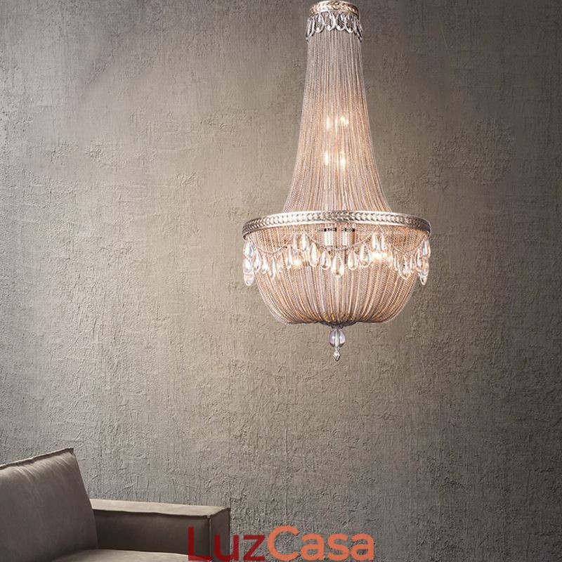 Pendente de borla retrô americano duplex alumínio corrente luz de teto