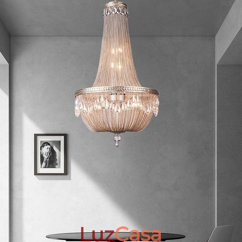 Pendente de borla retrô americano duplex alumínio corrente luz de teto
