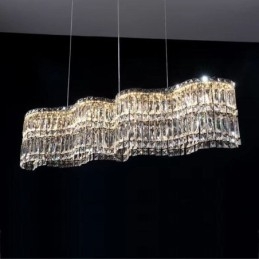 Luminária pendente de cristal longa, decoração de luxo, luz de teto