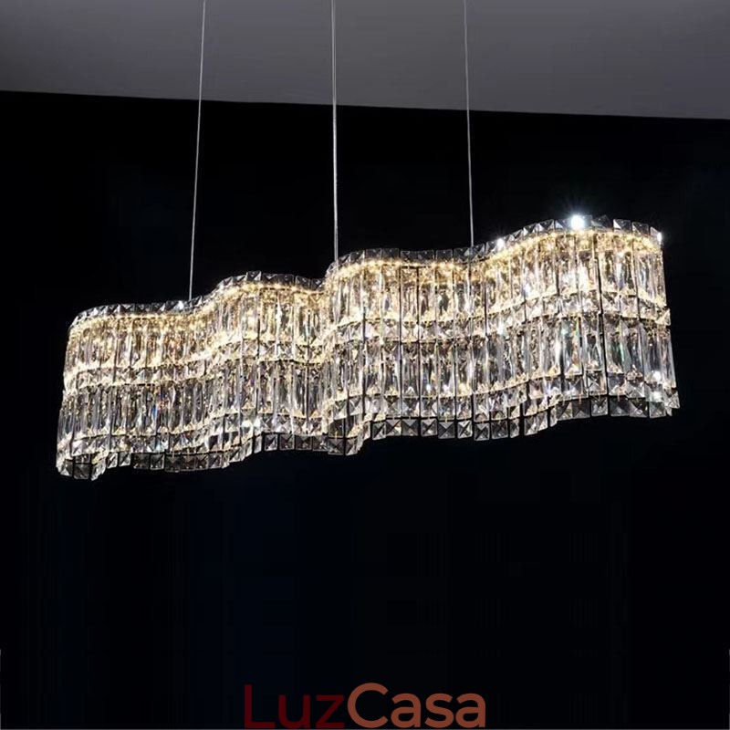 Luminária pendente de cristal longa, decoração de luxo, luz de teto