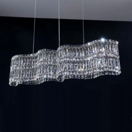 Luminária pendente de cristal longa, decoração de luxo, luz de teto