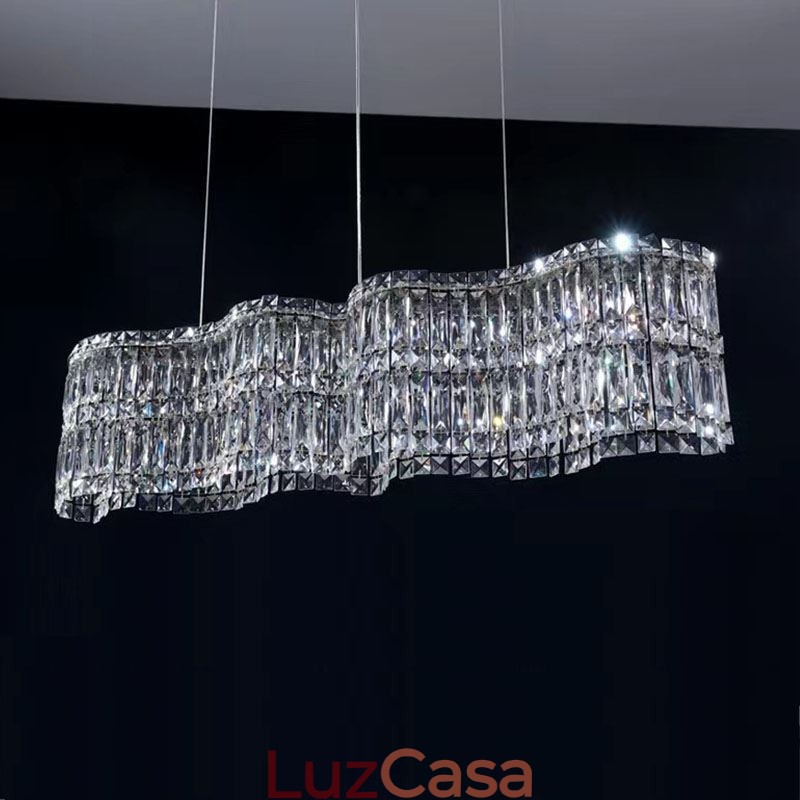 Luminária pendente de cristal longa, decoração de luxo, luz de teto