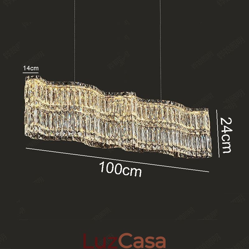 Luminária pendente de cristal longa, decoração de luxo, luz de teto