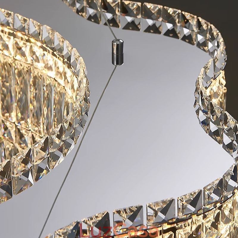 Luminária pendente de cristal longa, decoração de luxo, luz de teto