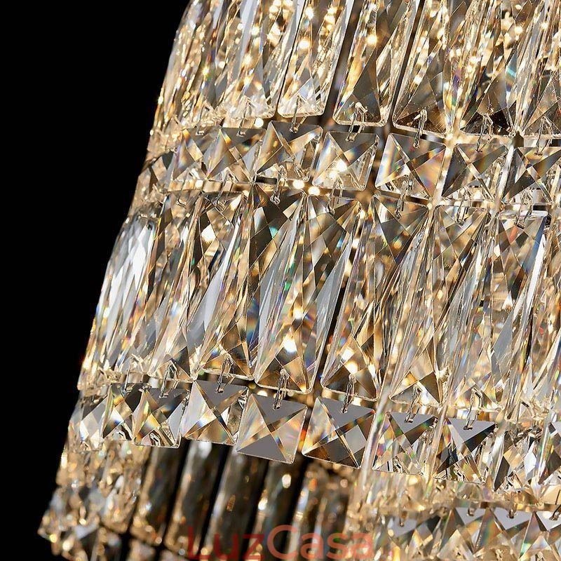 Luminária pendente de cristal longa, decoração de luxo, luz de teto