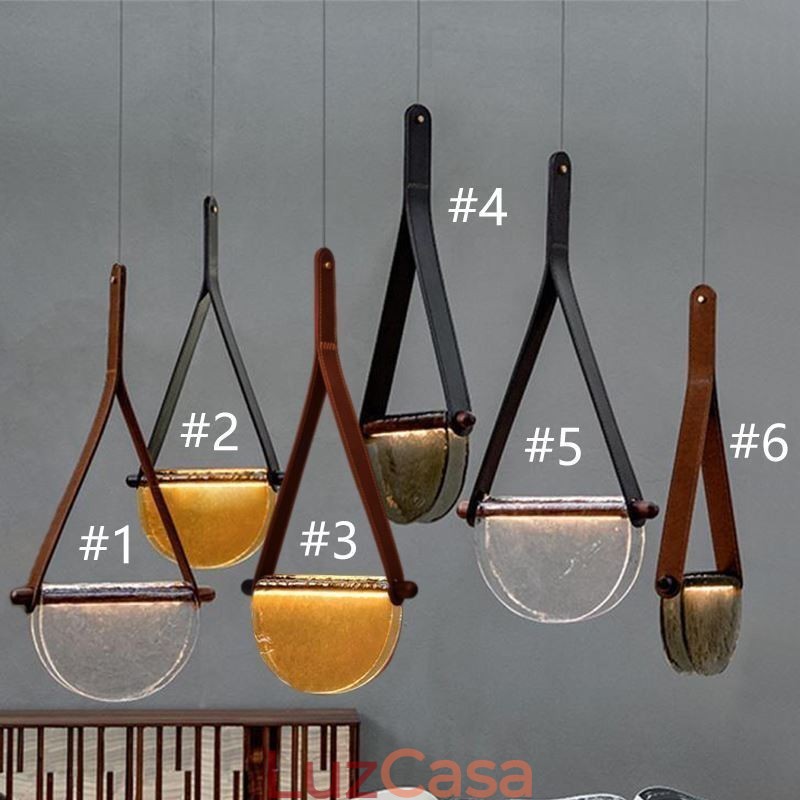 Luminária pendente moderna minimalista com cinto de vidro para teto