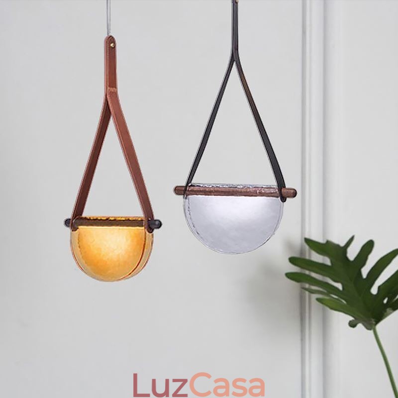 Luminária pendente moderna minimalista com cinto de vidro para teto