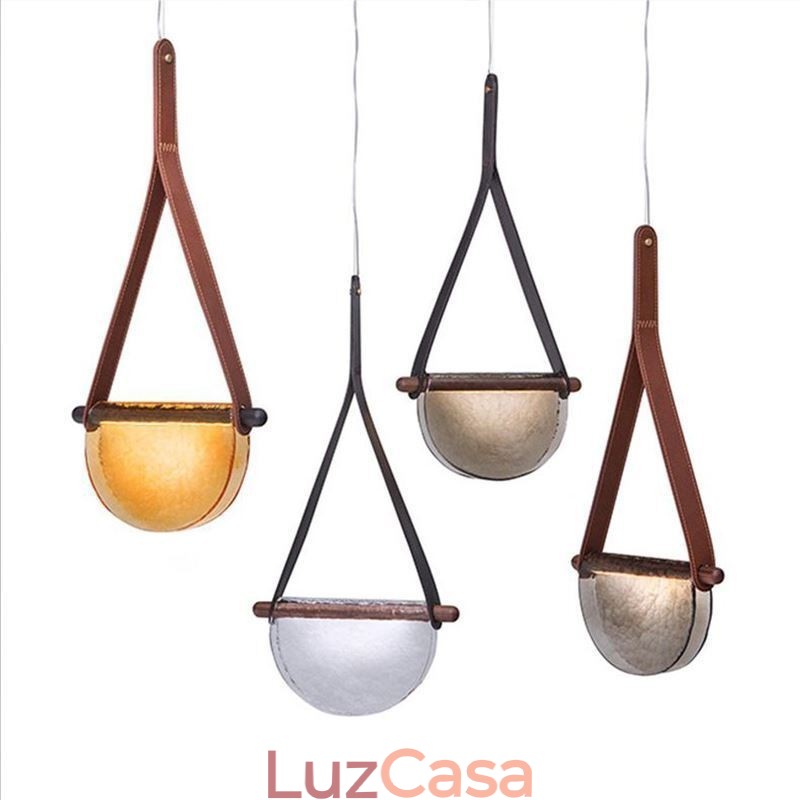 Luminária pendente moderna minimalista com cinto de vidro para teto