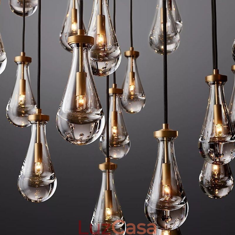 Pendente de gota de água moderno e minimalista em cobre com arte de teto