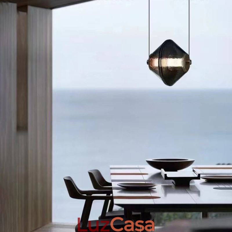 Luminária pendente moderna, simples, de vidro, pequena, para teto