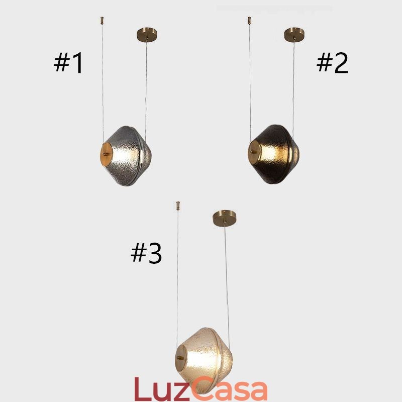 Luminária pendente moderna, simples, de vidro, pequena, para teto