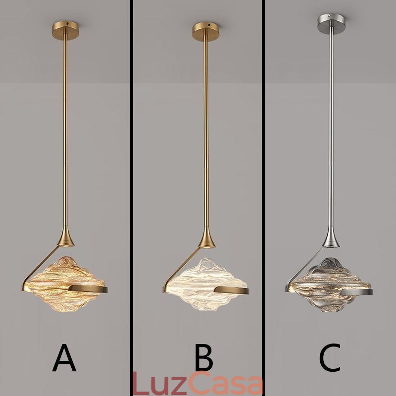 Luminária pendente moderna minimalista em ferro forjado com vidro lava, luminária de teto