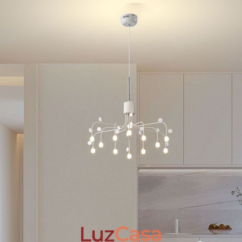 Luminária pendente nórdica criativa natural branca, 14 luzes