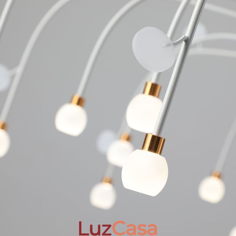 Luminária pendente nórdica criativa natural branca, 14 luzes