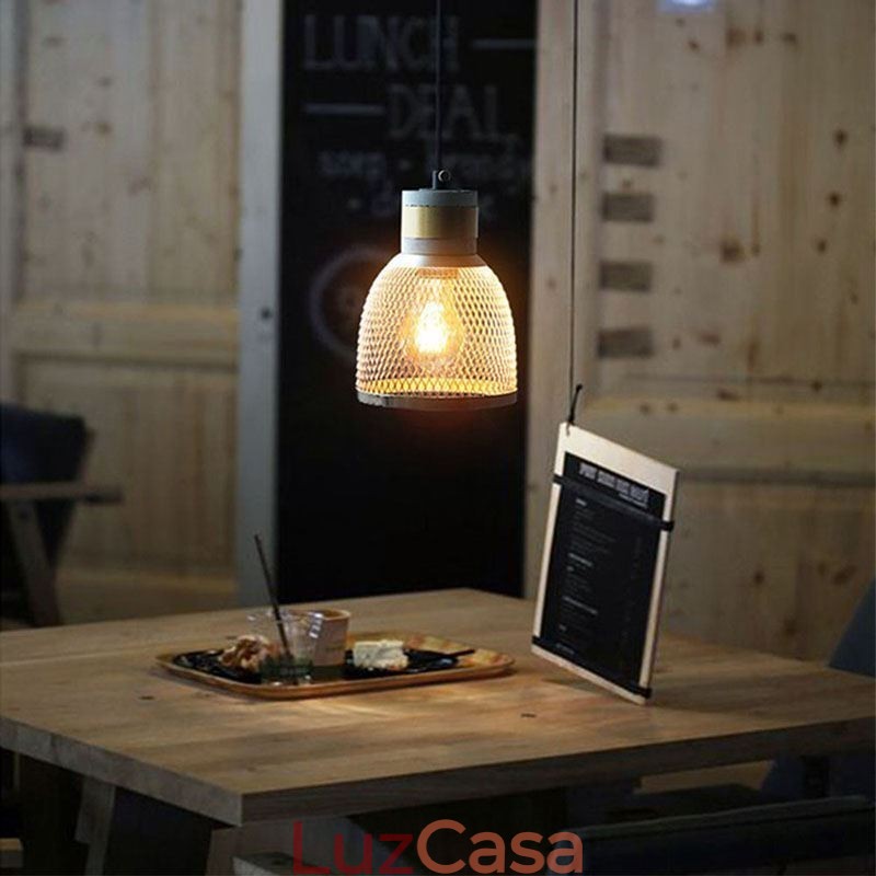 Luminária pendente preta em grade de cimento, luminária de teto retrô country