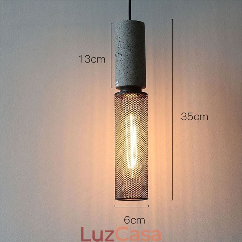 Luminária pendente preta em grade de cimento, luminária de teto retrô country